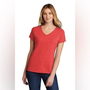 Port & Company Ladies Tri-Blend V-Neck Tee, size 2XL, bright red heather color